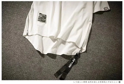 Y2K Summer New Mens Fashion Oversized Style Cargo T Shirt Man Techwear Men Brand Quality 100% Cotton Zip Up Short Sleeve Tshirt