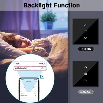 LoraTap WiFi Curtains Blinds Roller Shutter Switch Backlight Tuya Smart Life App Remote Control Google Home Alexa Voice