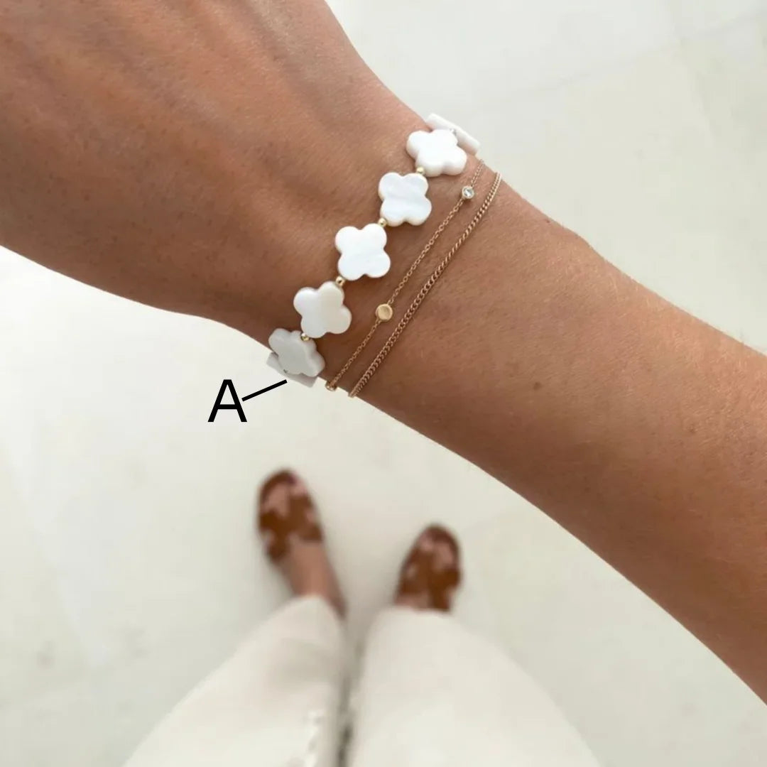 CCGOOD Boho Summer Bracelet for Women with Mother of Pearl Flower Design Beach Stackable Jewelry Pulseras Mujer