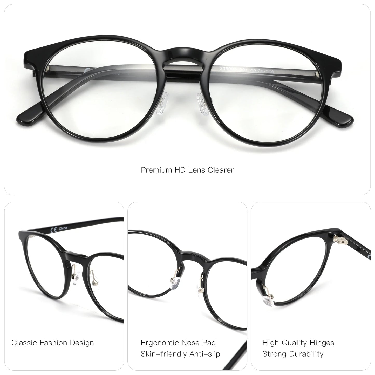ZENOTTIC (XS Size) Handmade Acetate Round Prescription Eyeglasses Transparent Circular Progressive Optical Glasses for Women Men