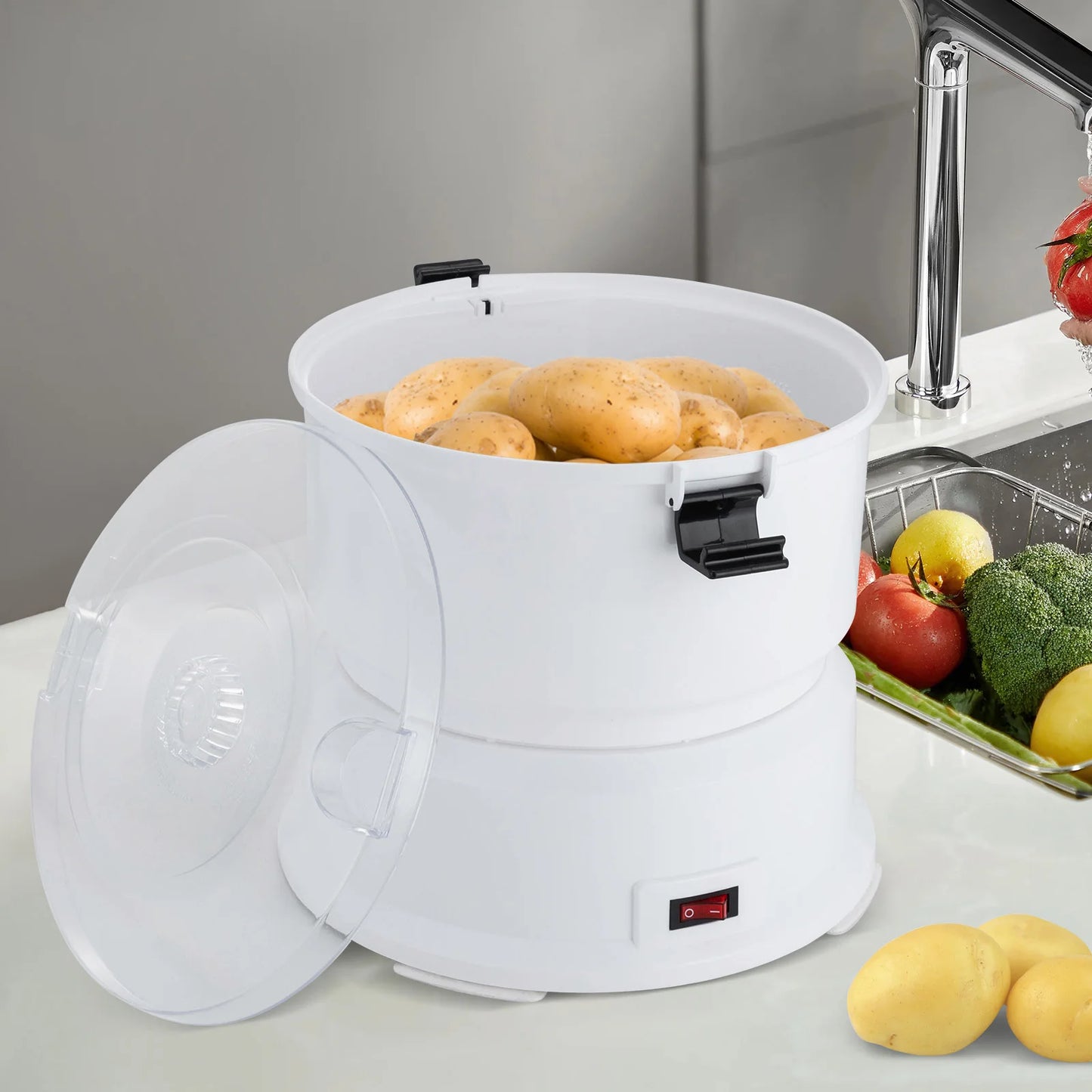 85W Electric Potato Peeler One-button Drive Automatic Peeler Spinner for Kitchens Restaurant Fast Food Shops