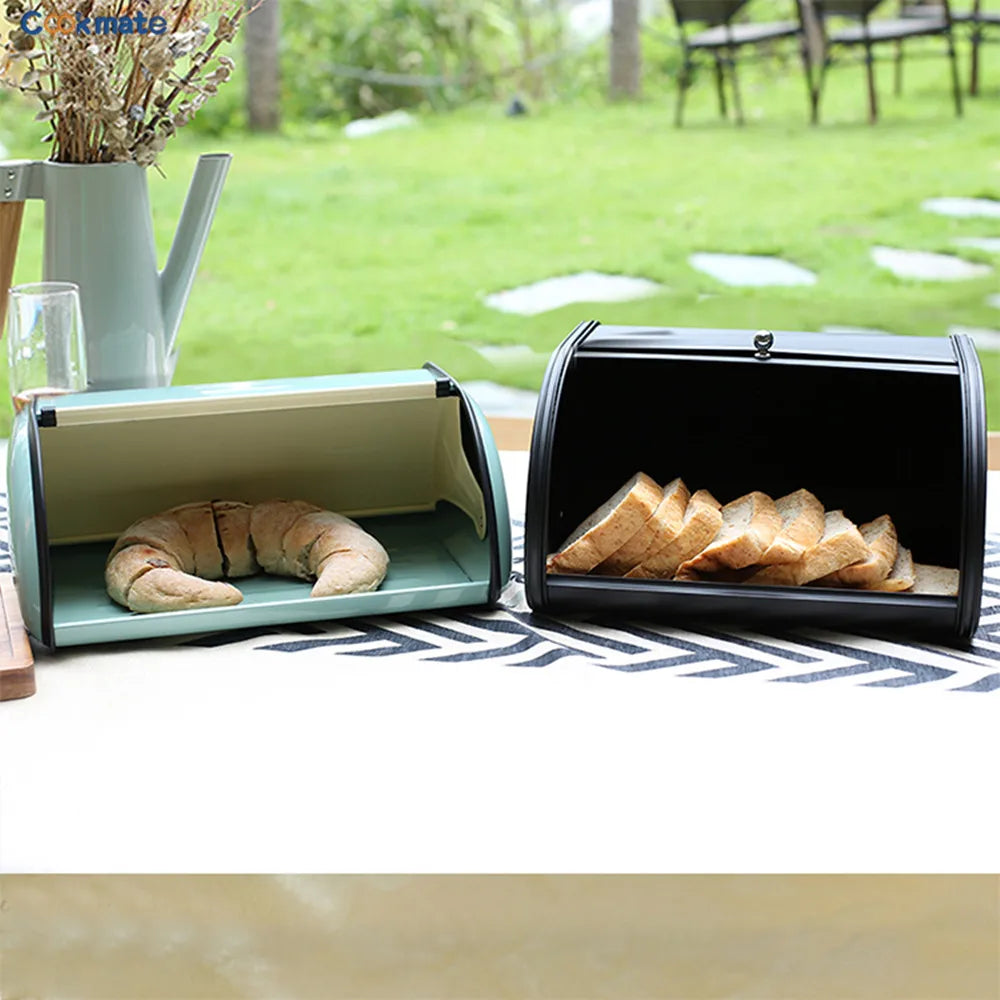 Metal Bread Box Black bread Bin Bread Storage box Food Storage Containers for Kitchen Large household Food Container