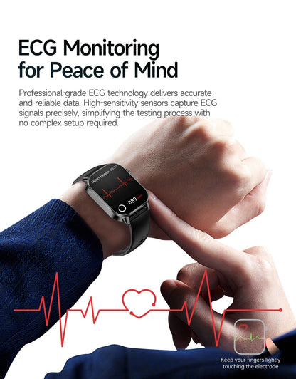 New Professional Health Watch Blood Pressure 2.01"AMOLED Screen Uric Acid Blood Lipids Flashlight Care Smart Watches for Women