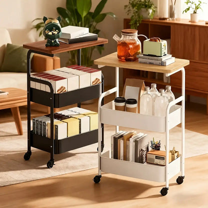 Multifunctional Three-Tier Rolling Cart, Multifunctional Storage Rack, Snack Rack, Portable Wheels, Suitable For Use In The Kitc