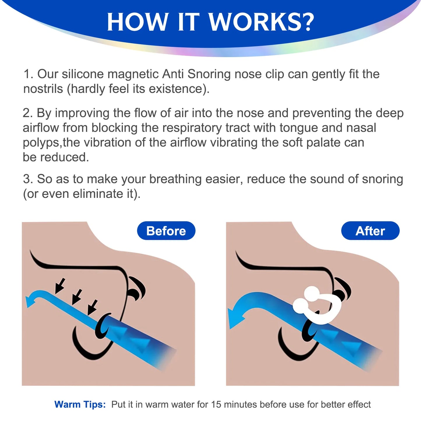 Snoring Stopper Anti-Snoring Device Gadget for Men And Women Snore Prevention Comfortable Nasal Strips for Better Sleep Quality