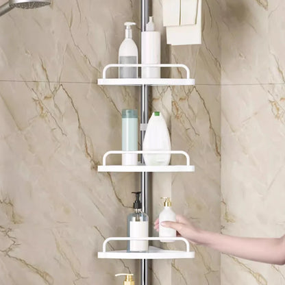 Adjustable Telescopic Shower Rack Stainless Steel Floor-to-Ceiling Bathroom Storage Rack, Rustproof & Space-Saving Organizer