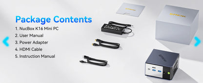 MKtec NucBox K16 Mini PC AMD Ryzen7 7735HS LPDDR5 6400Mhz 32GB Pcie 4.0 SSD Windows 11Pro WIFI 6E BT 5.2 Full-featured USB4.0