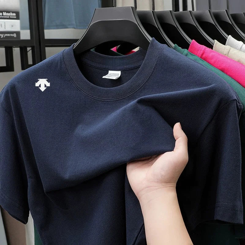 High end sports men's round neck short sleeved T-shirt brand embroidered top summer new 100% cotton comfortable casual T-shirt
