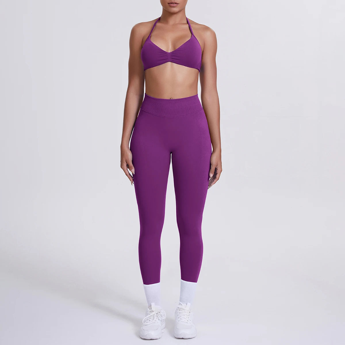 Women 2pcs Patchwork Sport Yoga Suit Training Sleeveless Sport Gym Tops Tummy Control Slimming Booty Leggings Yoga Suit Sports