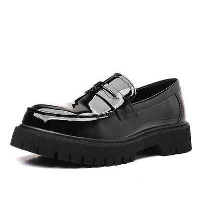 Black Platform Loafers Slip On Chunky Sole Casual Dress Shoes Comfortable Fashion Footwear For All Match For Daily Wear Office