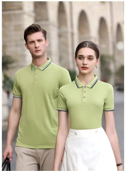 Summer men's 100% polyester fashion Milan print casual knight stripe lapel short-sleeved shirt polo shirt top
