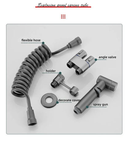Toilet Cleaning Bidet Toilet Sprayer Set Water Portable Handheld Bidet Sprayer Shower Double Outlet Angle Valve Accessories