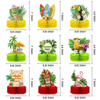 Hawaiian Theme Party Decoration Summer Flamingo Honeycomb Ball Table Oranments Tropical Beach Parti Aloha Wedding Birthday Decor