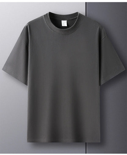 High quality 100% cotton short sleeve men's T-shirt summer round neck loose casual solid color plus size breathable top women