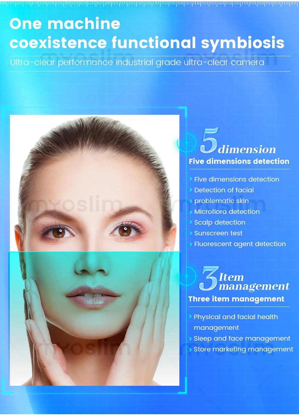 AI Hair Analysis 3D Facial Skin Analyzer Machine 15.6/21.5 Inch 8 Light Spectrum Skin Analysis Scanner For Business Beauty Care