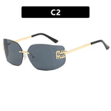 Riveted Rimless Rectangle Sunglasses — view 7