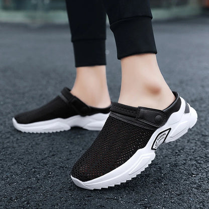 2025 Summer Flip Flops Large Size Men's Half-Slippers Men's Sandals Student Bag-Toe Sandals Beach Shoes Casual Breathable