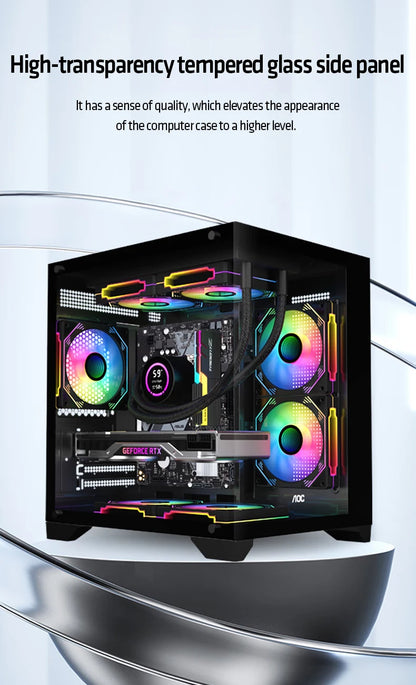 AOC CG391 PC Case MATX Gaming Desktop Case Supports 240 Water Cooling With 3 Pcs ARGB Fans Computer Case Sea View Room 컴퓨터 섀시