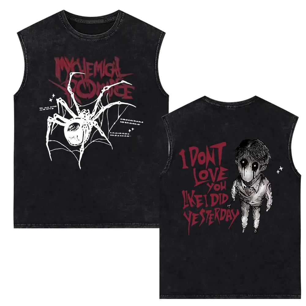My Chemical Romance Vintage Washed Tank Tops Three Cheers for Sweet Revenge Sleeveless Vest Men Retro Punk Emo Rock Band T-shirt