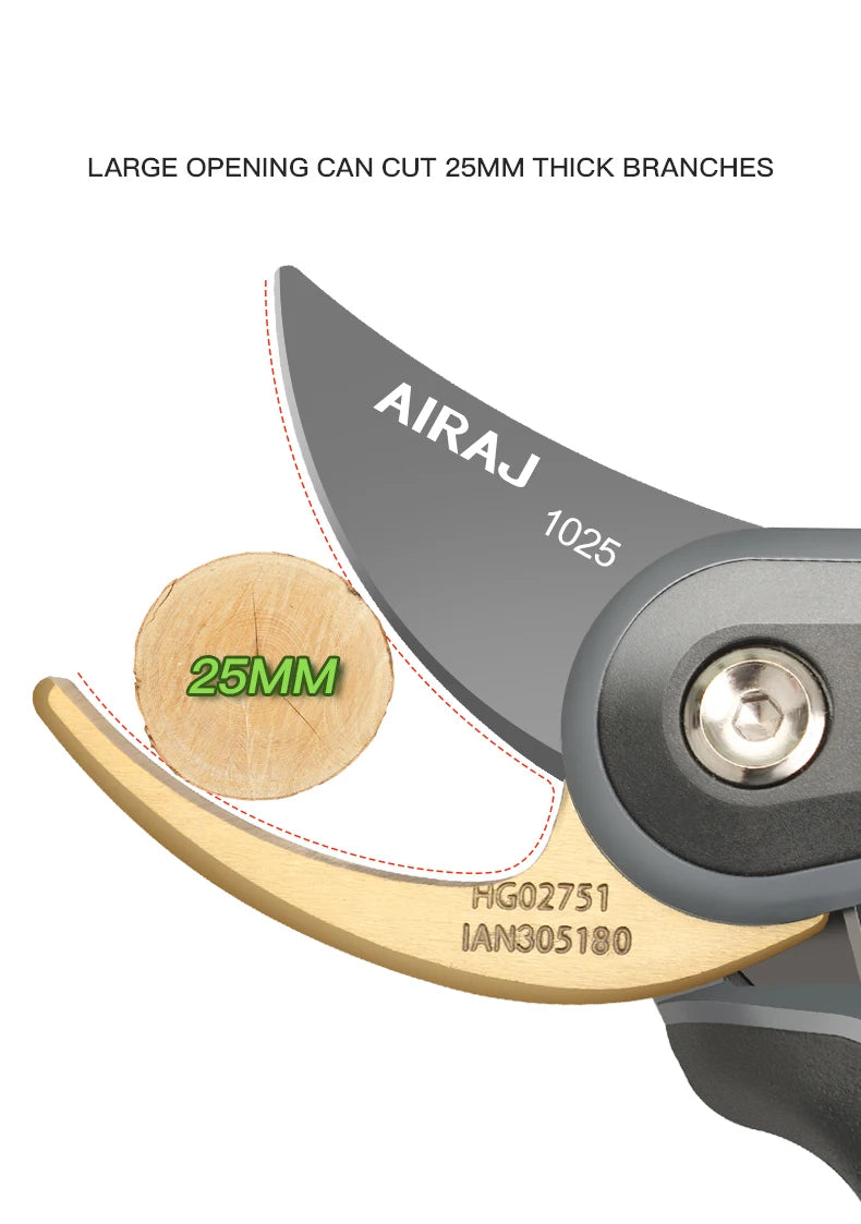 AIRAJ Industrial Grade Pruning Shears Are Labor-Saving Gardening Tools With Sharp, Durable, And Non Slip Scissors