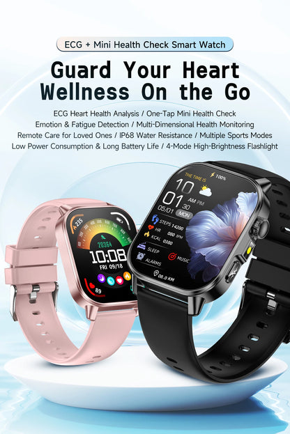 New Professional Health Watch Blood Pressure 2.01"AMOLED Screen Uric Acid Blood Lipids Flashlight Care Smart Watches for Women
