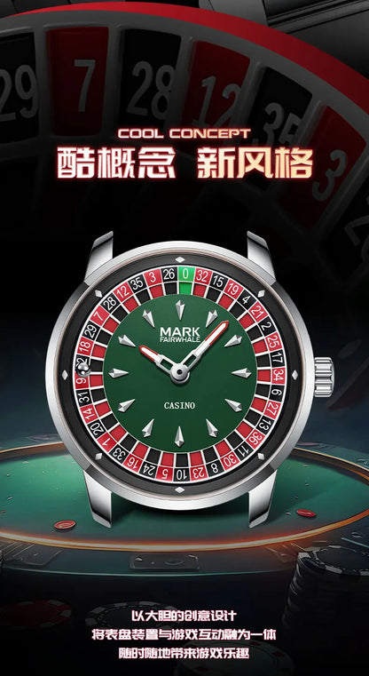 Mark Fairwhale Original Watch For Men Luxury Stainless Steel Clock Fashion Casual Fun Roulette Design Quartz Wristwatch 2025 New