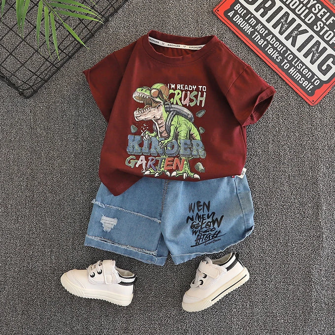 Dinosaur T-Shirt & Denim Shorts Set — product image