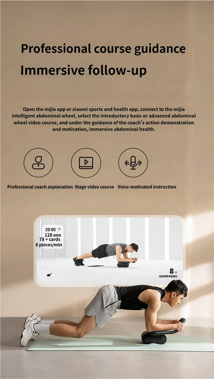 New Xiaomi Mijia Smart Abdominal Wheel Strong Load Bearing Non-Slip Roller Exercise Equipment Fitness Training For Mi Home App