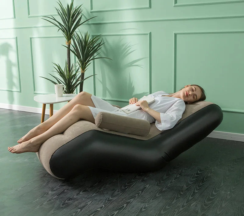 1Pc Inflatable Lazy Sofa Home Leisure Fashion Comfortable  Inflatable Air Sleeping Bed Indoor Collapsible Bed Leisure Sofa