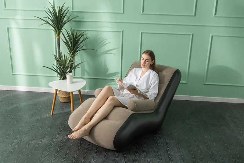 1Pc Inflatable Lazy Sofa Home Leisure Fashion Comfortable  Inflatable Air Sleeping Bed Indoor Collapsible Bed Leisure Sofa