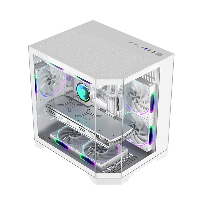 WJCOOLMAN Dreamer mini PC case M-ATX Three Sided Glass sea view room 240 water cooler Desktop computer case gabinetes gamer