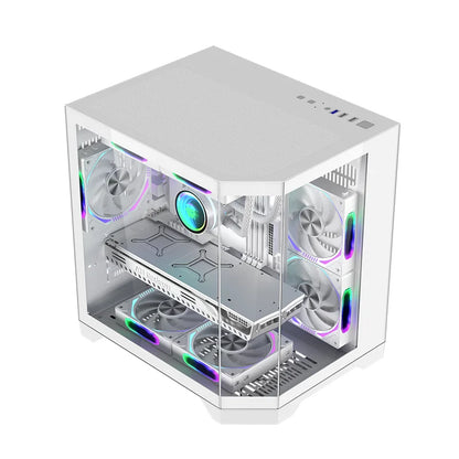 WJCOOLMAN Dreamer mini PC case M-ATX Three Sided Glass sea view room 240 water cooler Desktop computer case gabinetes gamer
