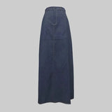 Denim-Look Pocket Maxi Skirt