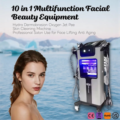 10in1Multifunction Facial Beauty Equipment Hydra Dermabrasion Oxygen Jet Peel Skin Cleaning Machine ProfessionalSalonUseforF
