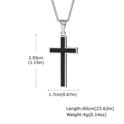 Stylish Men's Stainless Steel Cross Necklace,Punk Hip Hop Cross Pendant Necklace,Birthday Party Jewelry Gift for Him Dad Son