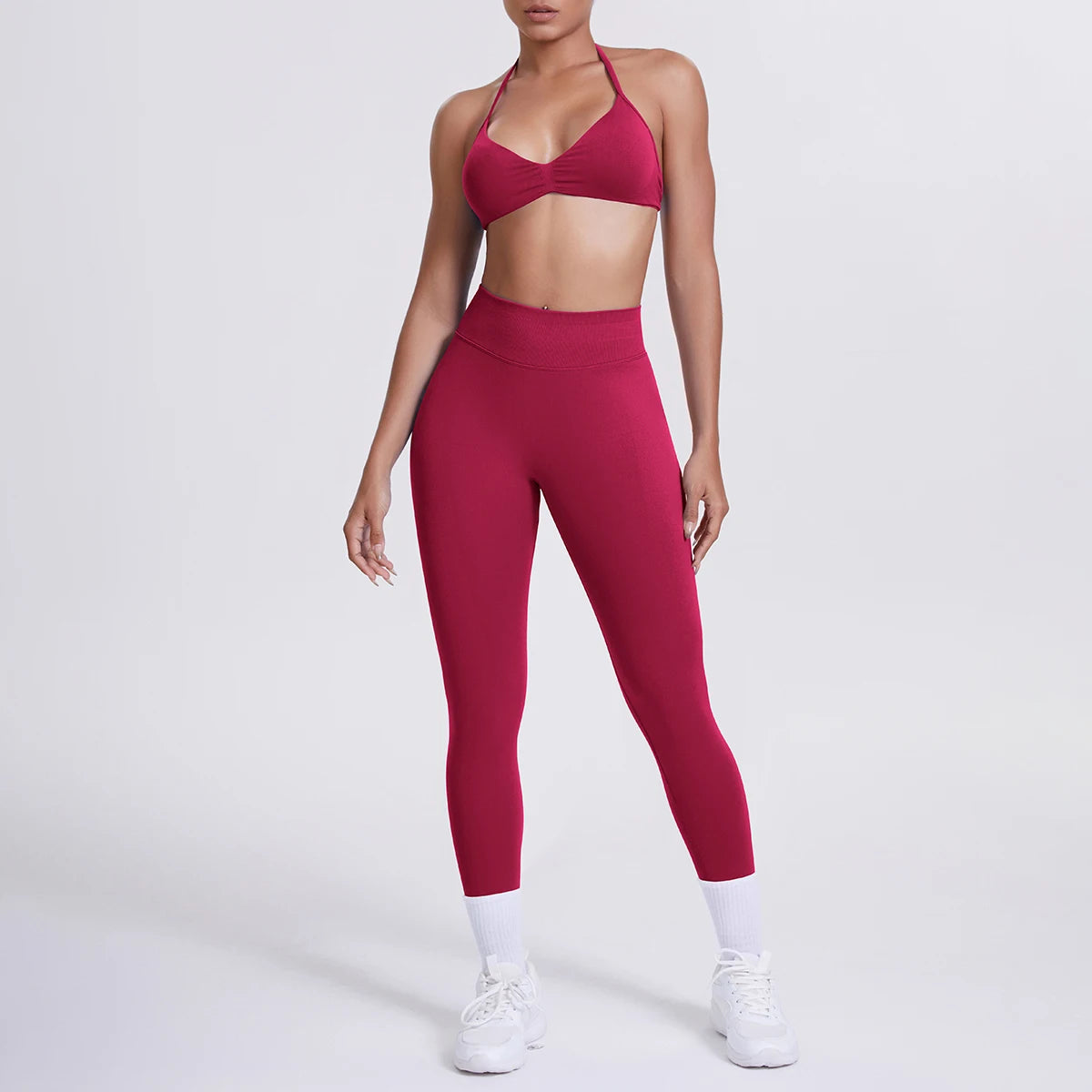 Women 2pcs Patchwork Sport Yoga Suit Training Sleeveless Sport Gym Tops Tummy Control Slimming Booty Leggings Yoga Suit Sports