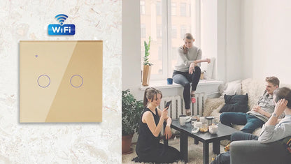 Tuya WiFi Smart On Off Light Switch 220V Power Button Wall Touch Alexa Google Home Voice With Without No Neutral Wire EU Two Way