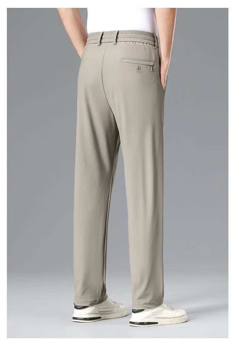 High-End Business Ice Silk Long Pants Sporty Summer Cool Feeling Casual Thin Men's Loose Straight Leg West Pants