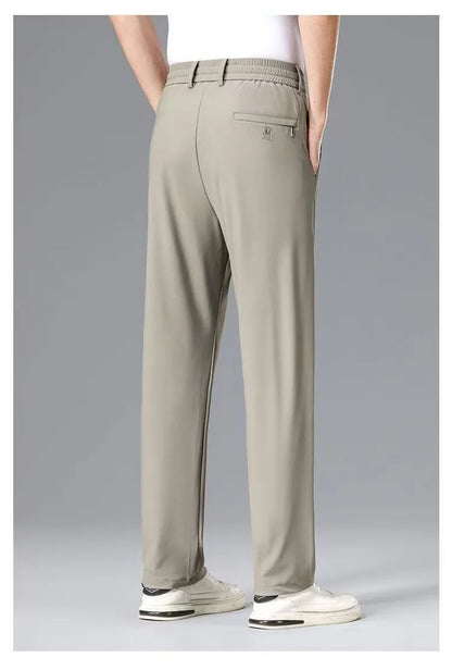 High-End Business Ice Silk Long Pants Sporty Summer Cool Feeling Casual Thin Men's Loose Straight Leg West Pants
