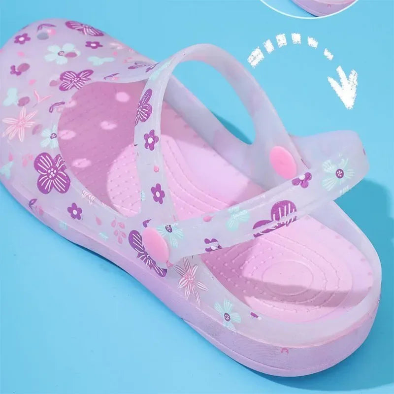 2025 Summer Printed Hole Shoes Women Sandals Ladies Jelly Shoes Cool Slippers Women Outer Wear Ladies Covered Toe Sandals 36-41