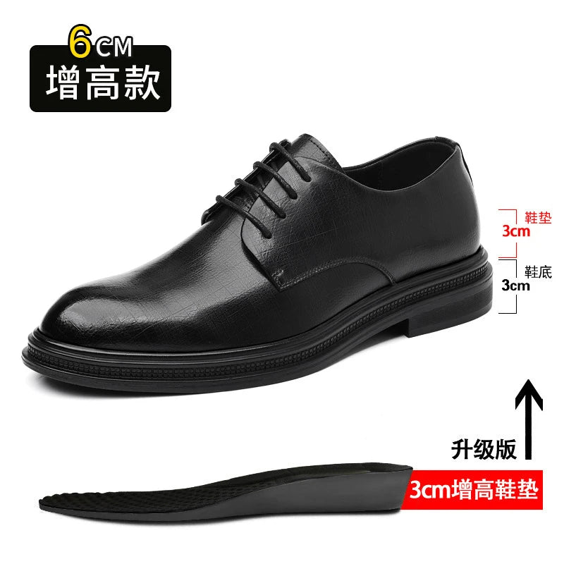 Mens Black Vintage Genuine Leather Lace Up Formal Business Office Groom Wedding Daily Wear Dress Shoes Simple British Style