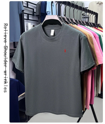 2025 Xiaoma Fashion Brand Pure Cotton Men's Short sleeved T-shirt Summer New High end Comfortable Casual Round Neck Top