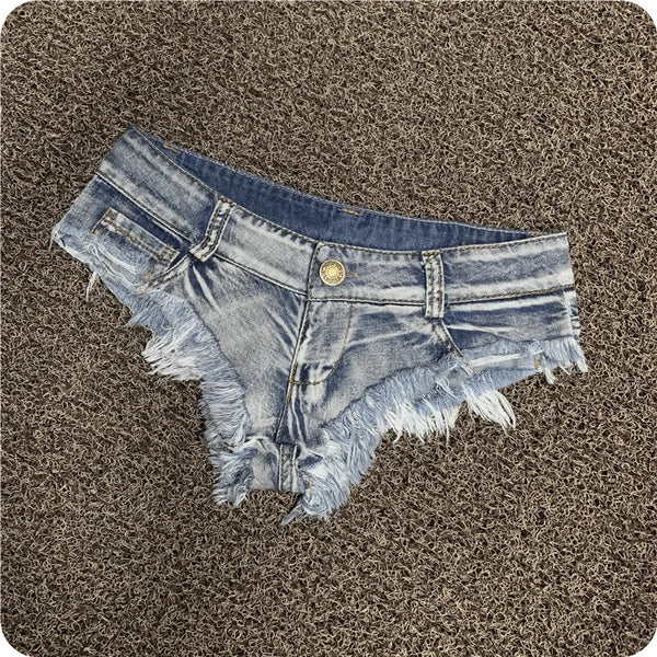 Low-Rise Stretch Denim Shorts