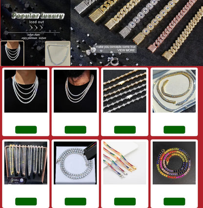 3mm 4mm 5mm 1 Row Tennis Chain Bling Zircon Copper Material Necklace Hip Hop Man and Women Iced Out Jewelry Free Engrave Name