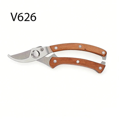 Stainless Steel Garden Pruners, Wooden Handle Bypass Shears