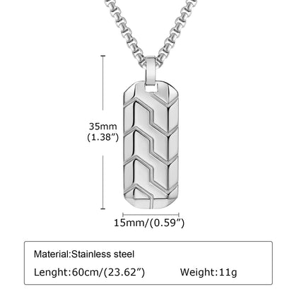 Men's Silver Color Geometric Pendant Necklace, Non Fading Stainless Steel Compass Necklace with Chain, Stylish Jewelry Gifts