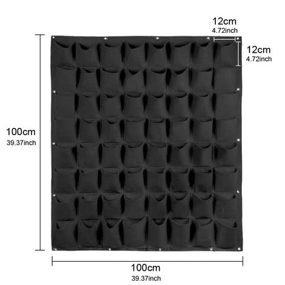 64 Pockets  Hanging Planter Bags, Wall Mounted Planting Grow Bags For Garden Outdoor Indoor Gardening Greening Flower Container