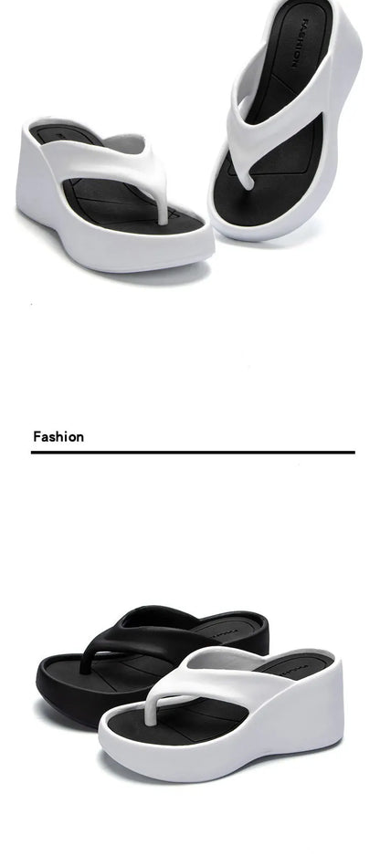 2026 New Women Fashion Slippers Soft EVA Summer Platform Shoes Girls Beach Flip Flops Thick Sole Female High Heel Street Sandals