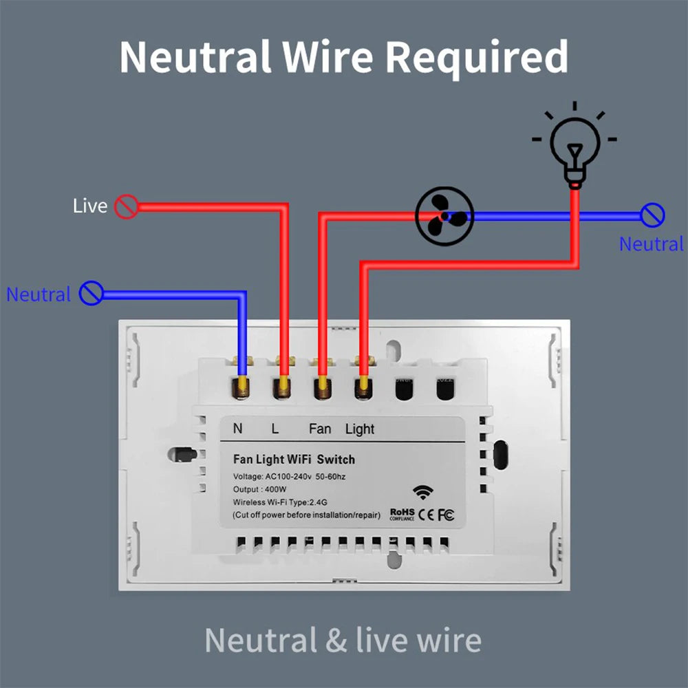 tuya Zigbee Smart fan switch Network connection APP remote control Alexa and Google Assistant AC110V 220V voice control