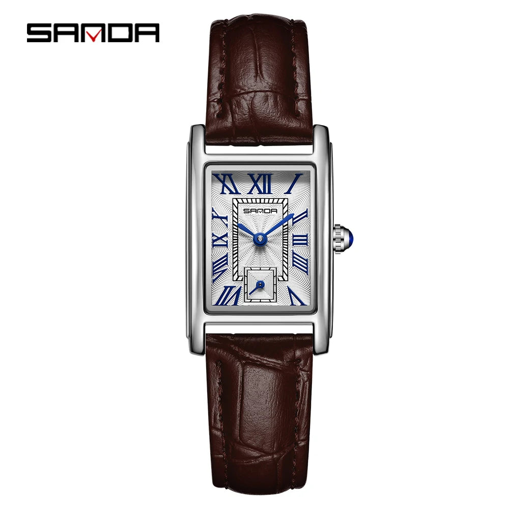 SANDA Top Fashion 1116 Women's Watch Elegant Design Rectangular Dial Waterproof Quartz Movement Business Women's Quartz Watch